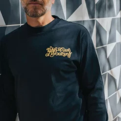 TAFT Mental Health Merch>Take Care Long Sleeve Shirt In Navy