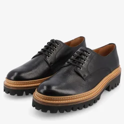 TAFT Shoes>The Country Derby In Black - Deerskin Shoe |