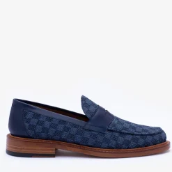 TAFT Loafers|Shoes>The Fitz Loafer In Blue Check - Blue Loafers |
