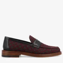 TAFT Loafers|Shoes>The Fitz Maroon Mens Loafers - Maroon Check |