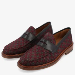 TAFT Loafers|Shoes>The Fitz Maroon Mens Loafers - Maroon Check |