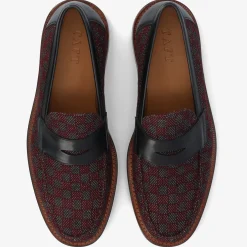 TAFT Loafers|Shoes>The Fitz Maroon Mens Loafers - Maroon Check |