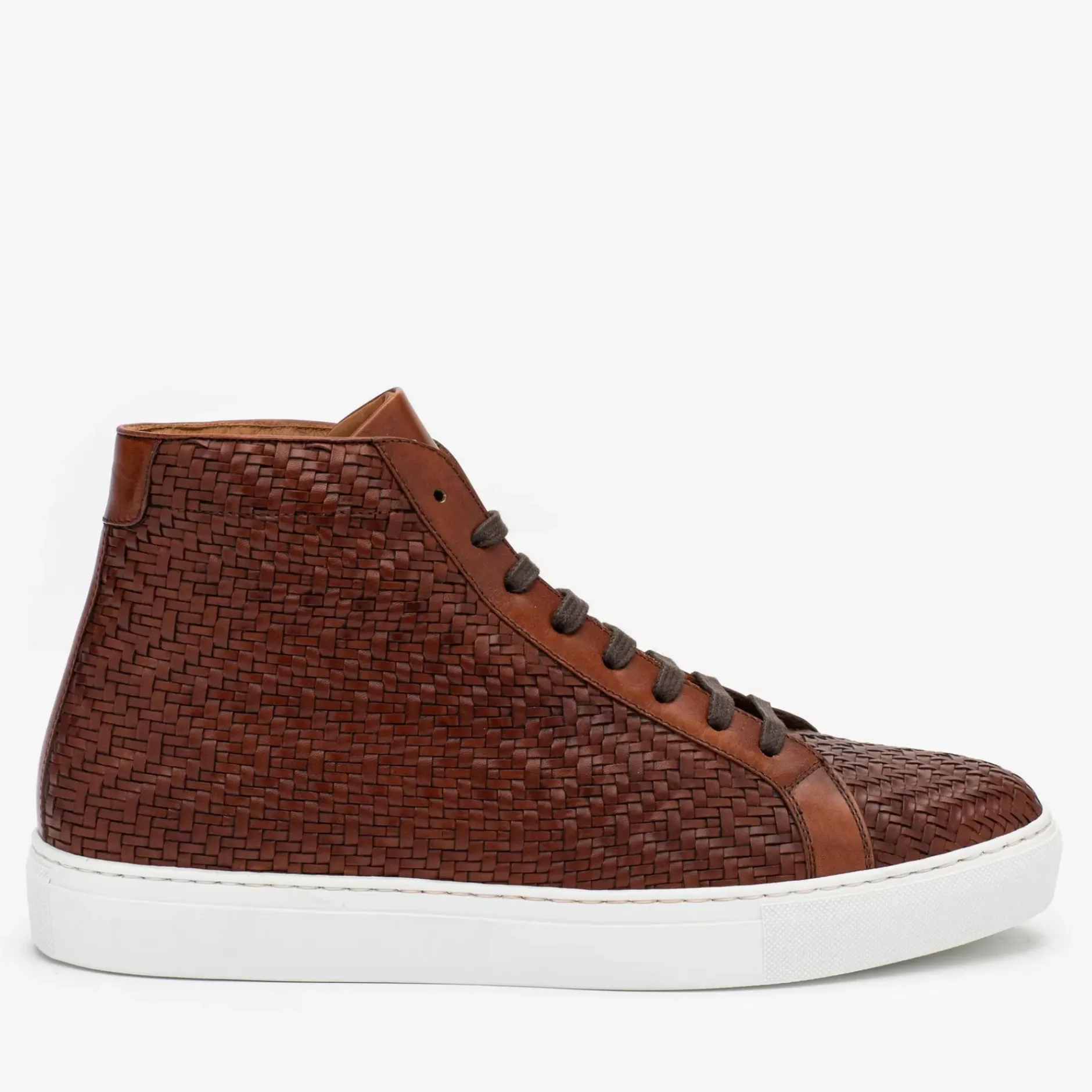 TAFT Sneakers>The Hightop Sneaker In Woven Brown Leather |