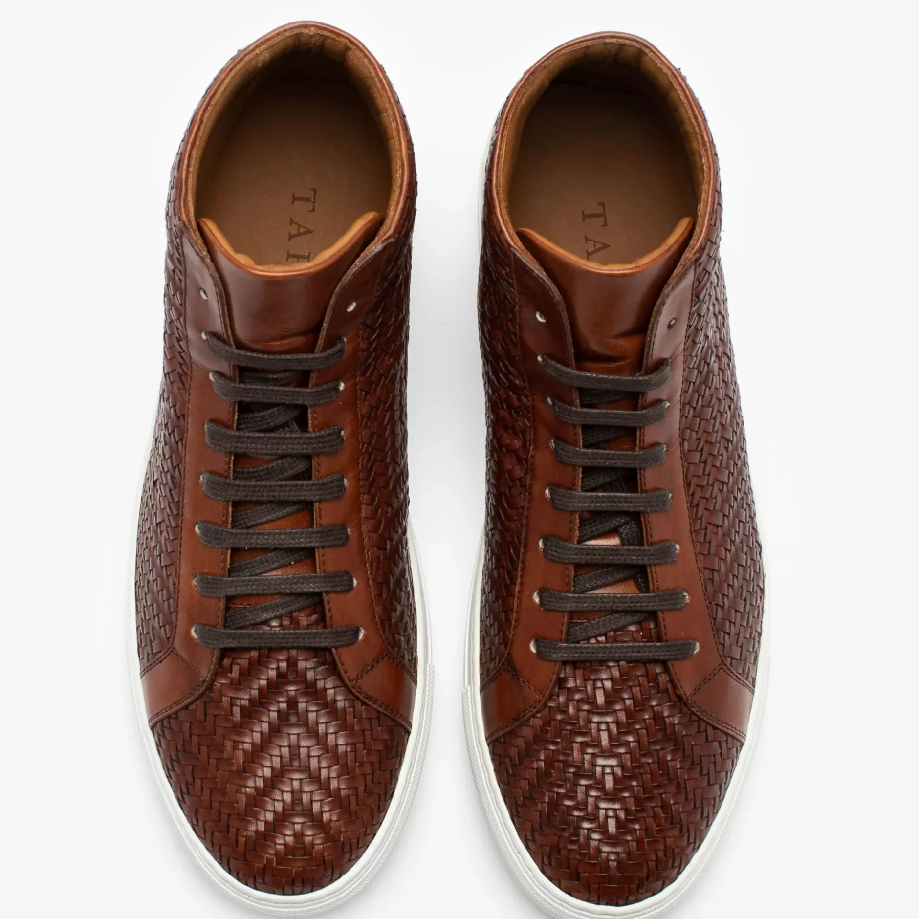 TAFT Sneakers>The Hightop Sneaker In Woven Brown Leather |
