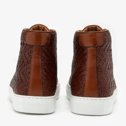 TAFT Sneakers>The Hightop Sneaker In Woven Brown Leather |