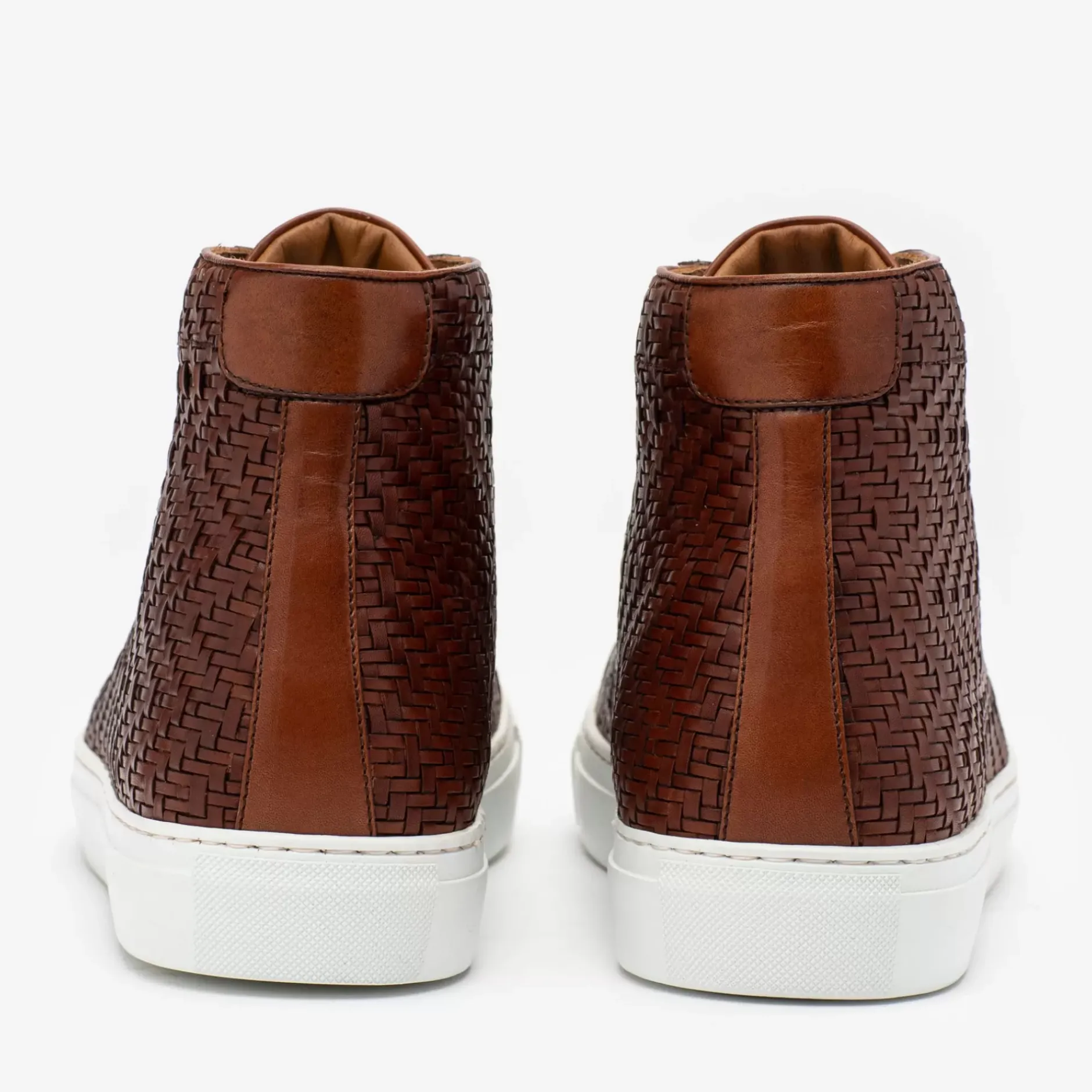 TAFT Sneakers>The Hightop Sneaker In Woven Brown Leather |