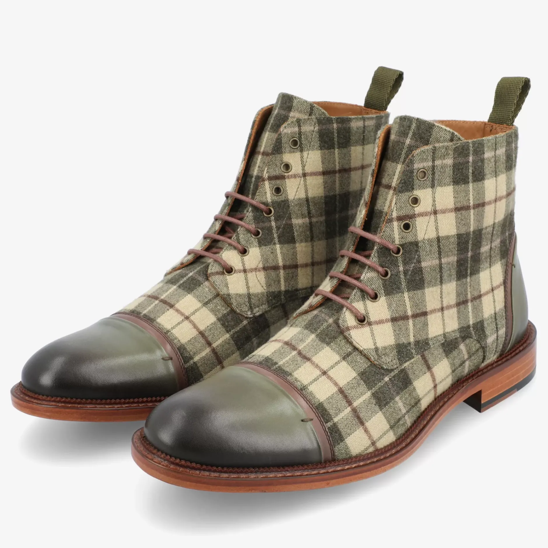TAFT Boots>The Jack Boot In Green Plaid |