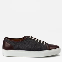 TAFT Sneakers>The Jack Sneaker In Grey/Oxblood - Wool Sneakers |