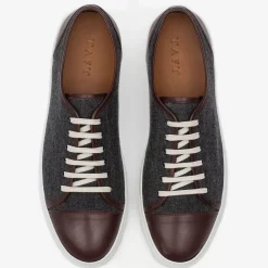 TAFT Sneakers>The Jack Sneaker In Grey/Oxblood - Wool Sneakers |
