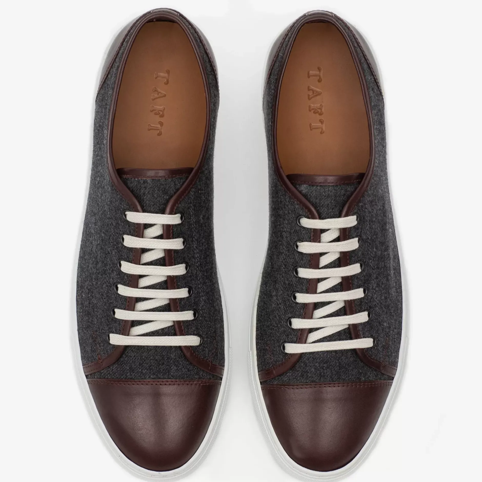 TAFT Sneakers>The Jack Sneaker In Grey/Oxblood - Wool Sneakers |