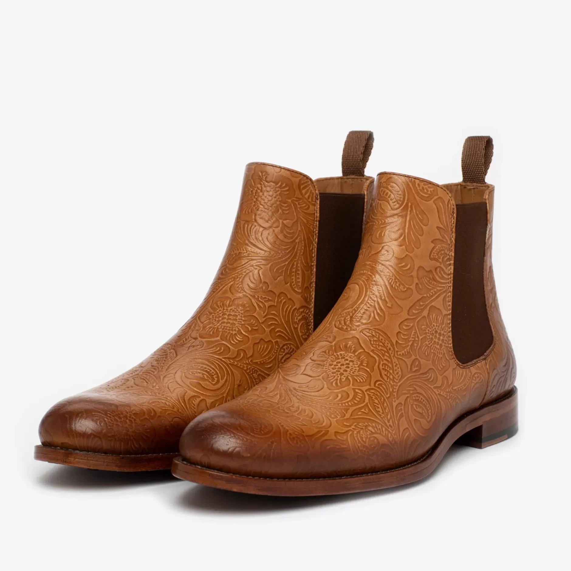 TAFT Chelsea Boots|Boots>The Jude Boot In Honey Floral - Full Grain Leather |