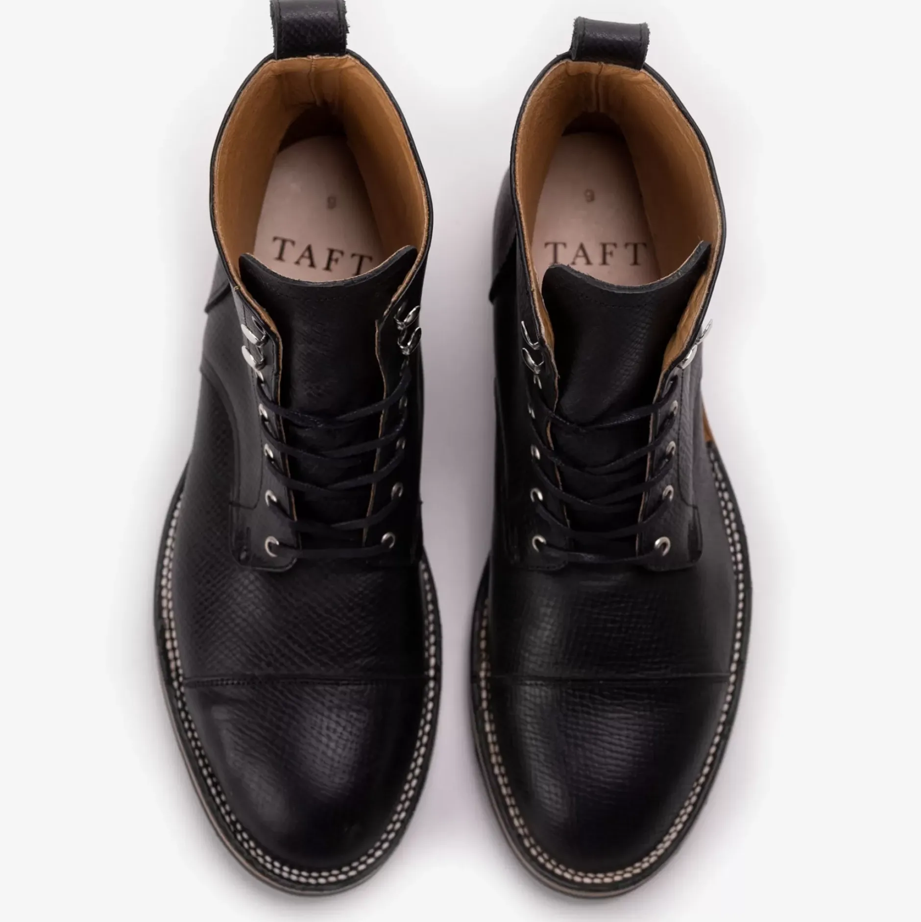 TAFT Taft Stitchdown|Boots>The Legacy Boot In Black Hatch - Reindeer Leather |