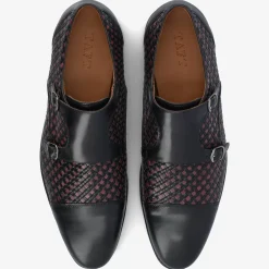 TAFT Shoes>The Lucca Double Monk Strap Shoe In Black Woven |