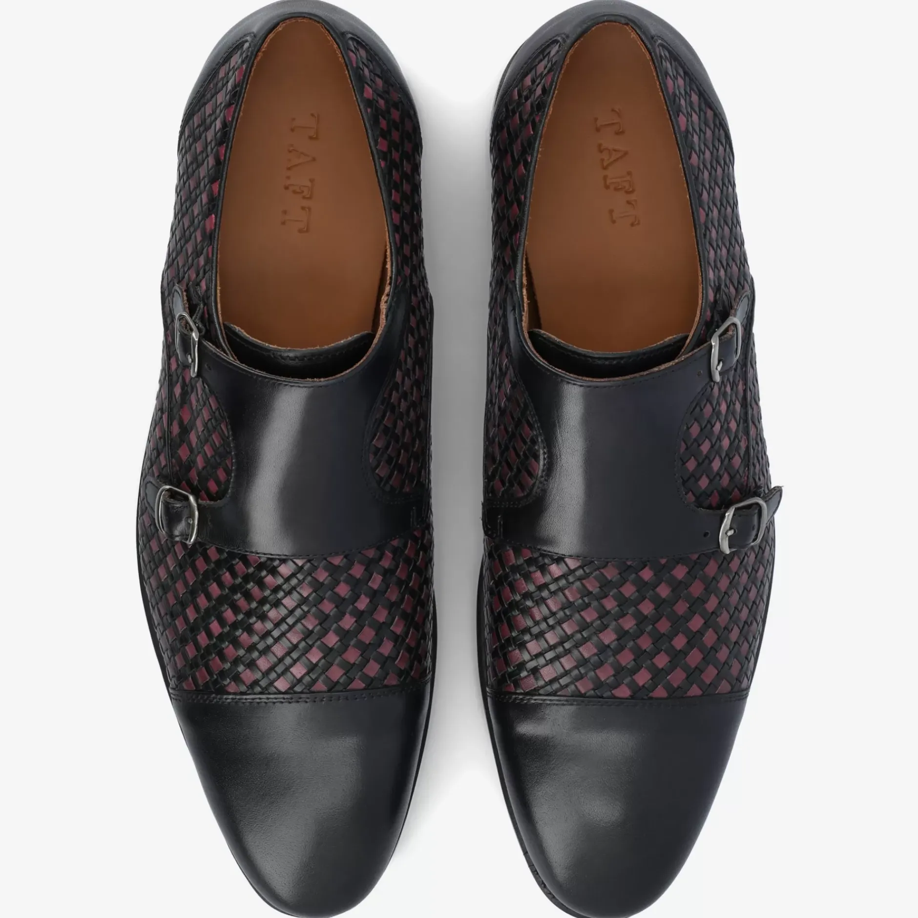 TAFT Shoes>The Lucca Double Monk Strap Shoe In Black Woven |