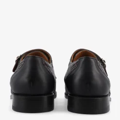 TAFT Shoes>The Lucca Double Monk Strap Shoe In Black Woven |