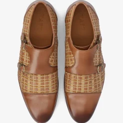 TAFT Shoes>The Lucca Monk Strap Shoe In Brown Woven |