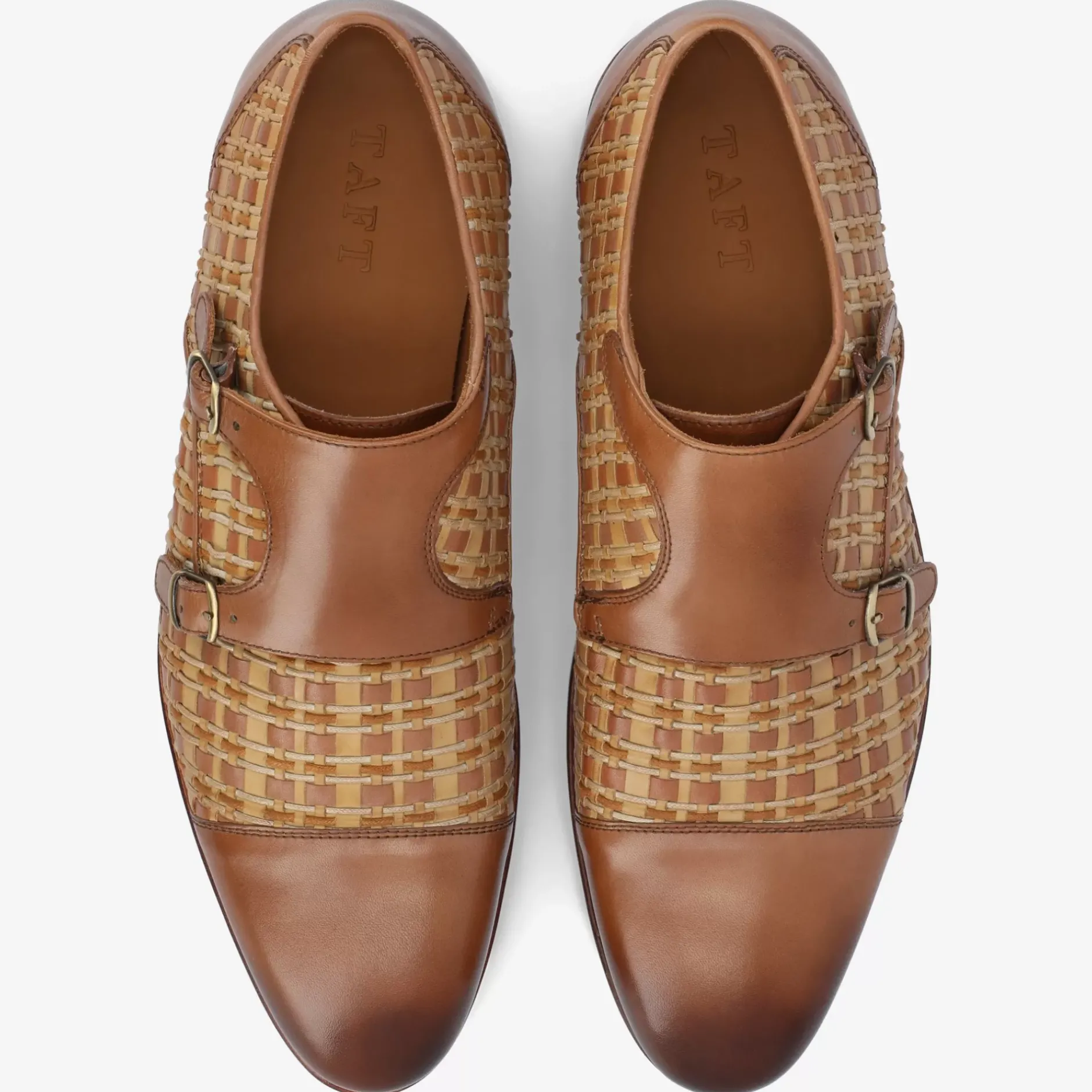 TAFT Shoes>The Lucca Monk Strap Shoe In Brown Woven |