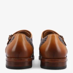 TAFT Shoes>The Lucca Monk Strap Shoe In Navy Woven Leather |