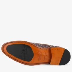 TAFT Shoes>The Lucca Monk Strap Shoe In Navy Woven Leather |