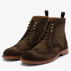 TAFT Boots>The Mack Boot In Olive - Suede Combat Boots |