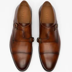 TAFT Shoes>The Prince Shoe In Coffee - Double Monk Strap Shoes |