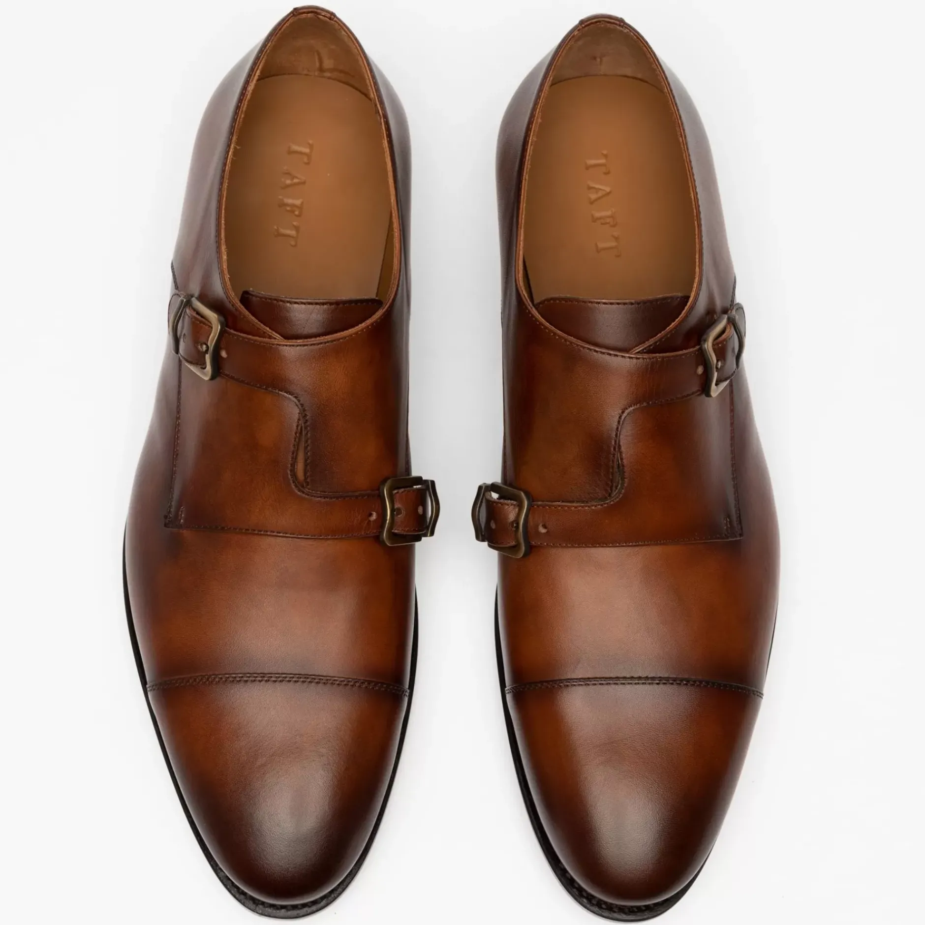 TAFT Shoes>The Prince Shoe In Coffee - Double Monk Strap Shoes |